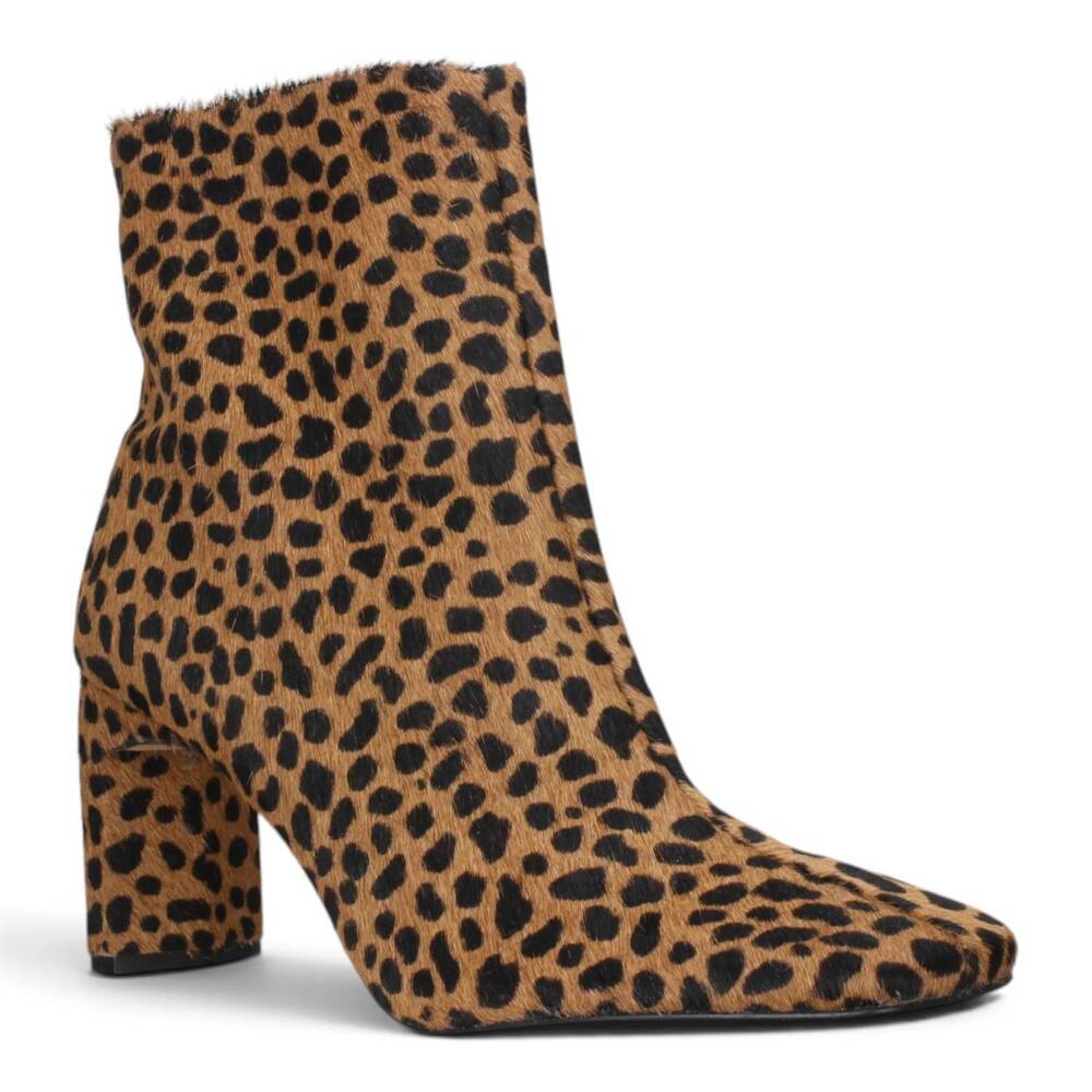 NEW CARRANO women's abigail fur leather dress boots in cheetah